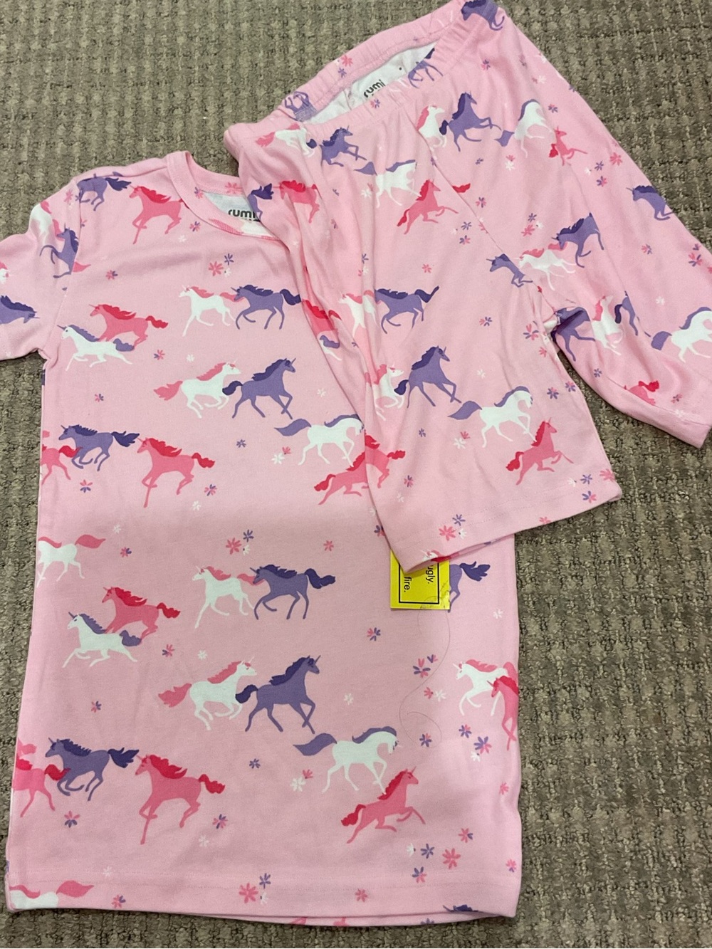 Rumi and Ryder Pink unicorn cotton pajama set size 10 nwt shorts summer